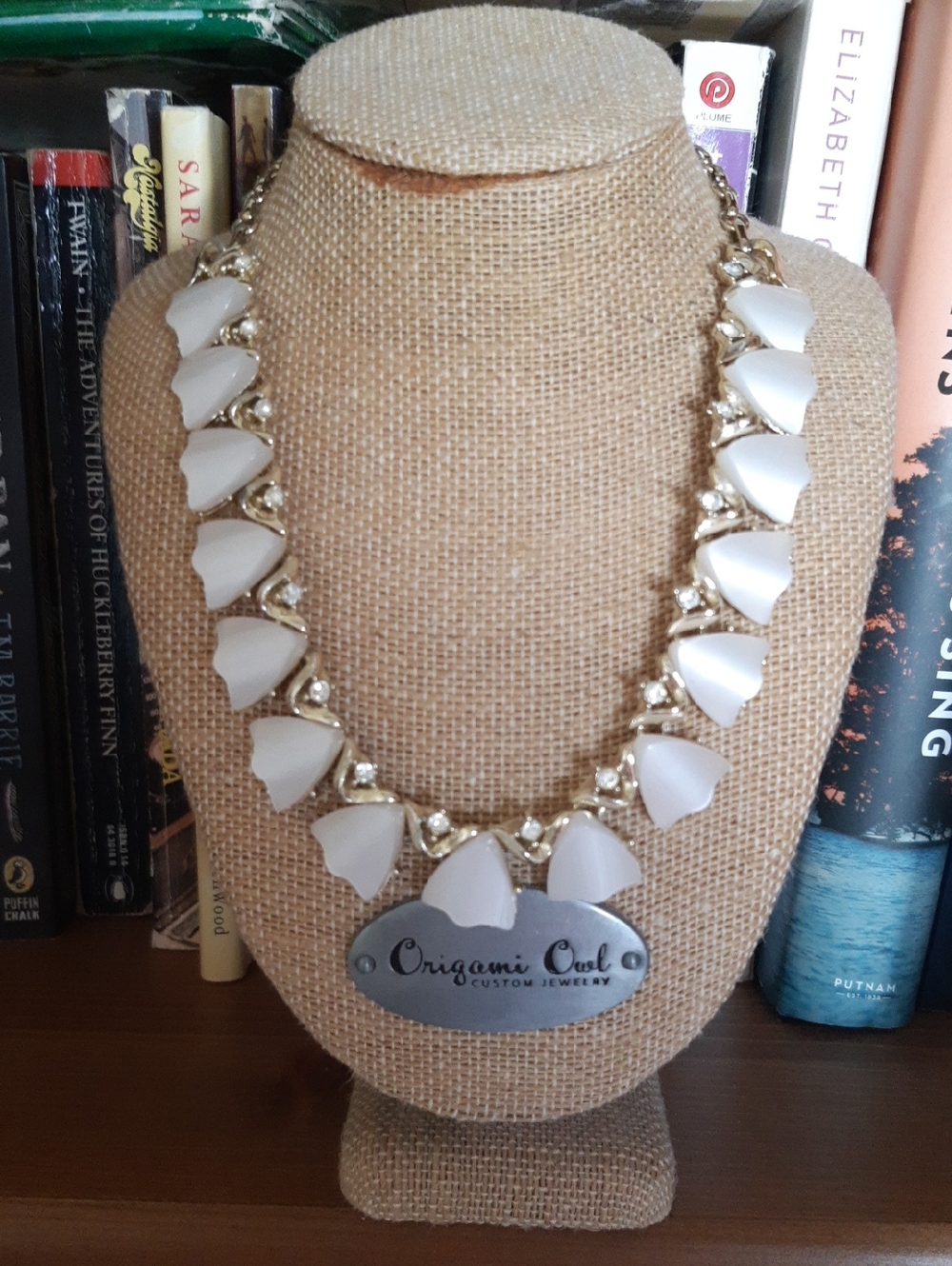 Vintage Coro Cream and Gold Geometric Bib Necklace